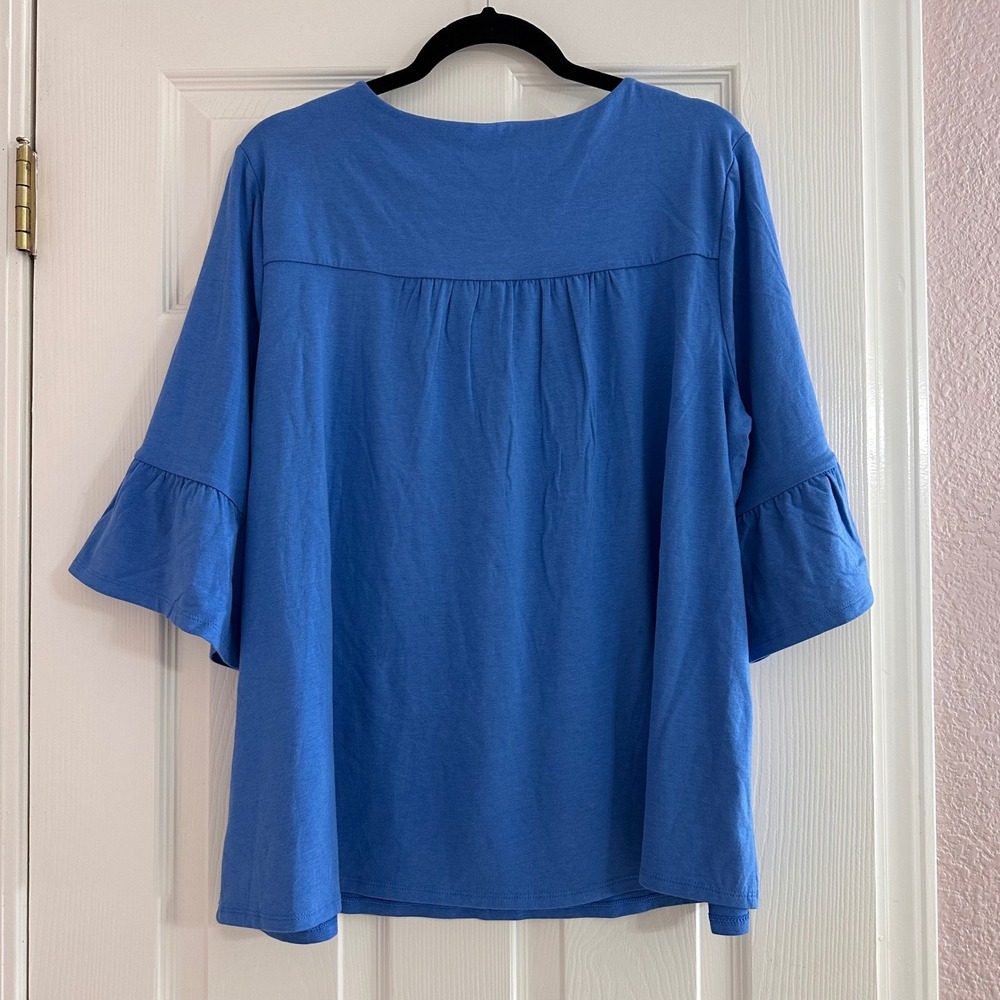 NEW J.Jill Blue Cerulean Soft Stretch Casual Boho Top Half Sleeve Women's XL - Picture 6 of 6